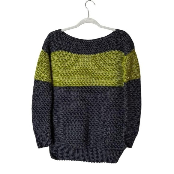Womens Handmade Crochet Sweater Jumper Size Small Striped Bohemian Preppy Indie